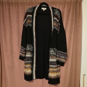 Knox Rose Striped Duster Cardigan with Eyelash Knit Details